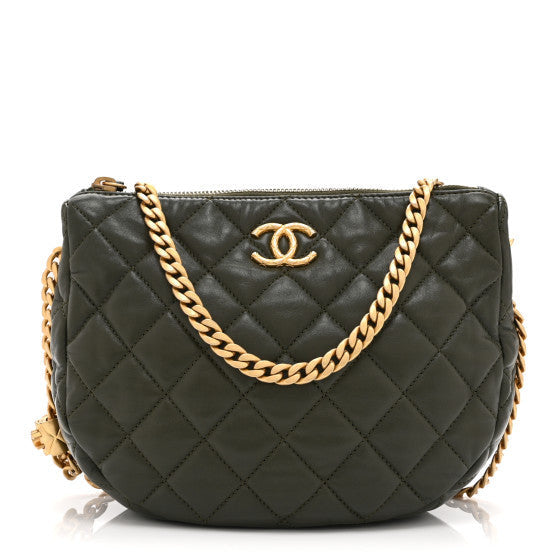 Chanel Lambskin Quilted Pillow Crush Chain Hobo Khaki 1 of 1