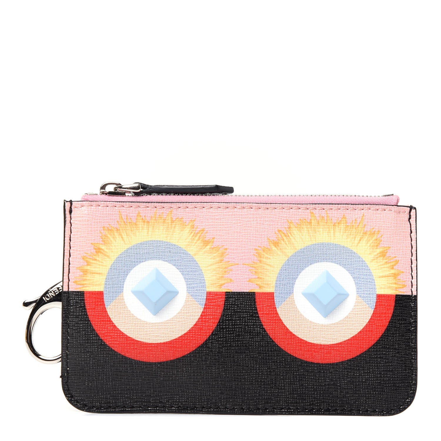 Fendi Vitello Elite Century Hypnoteyes Studded Coin Pouch Key Case Bubblegum Multicolor 1 of 6