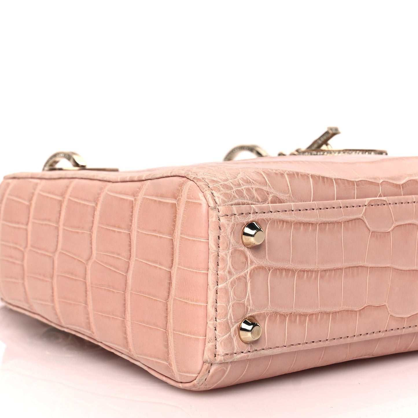 Alligator Crystal Mini Lady Dior Light Pink