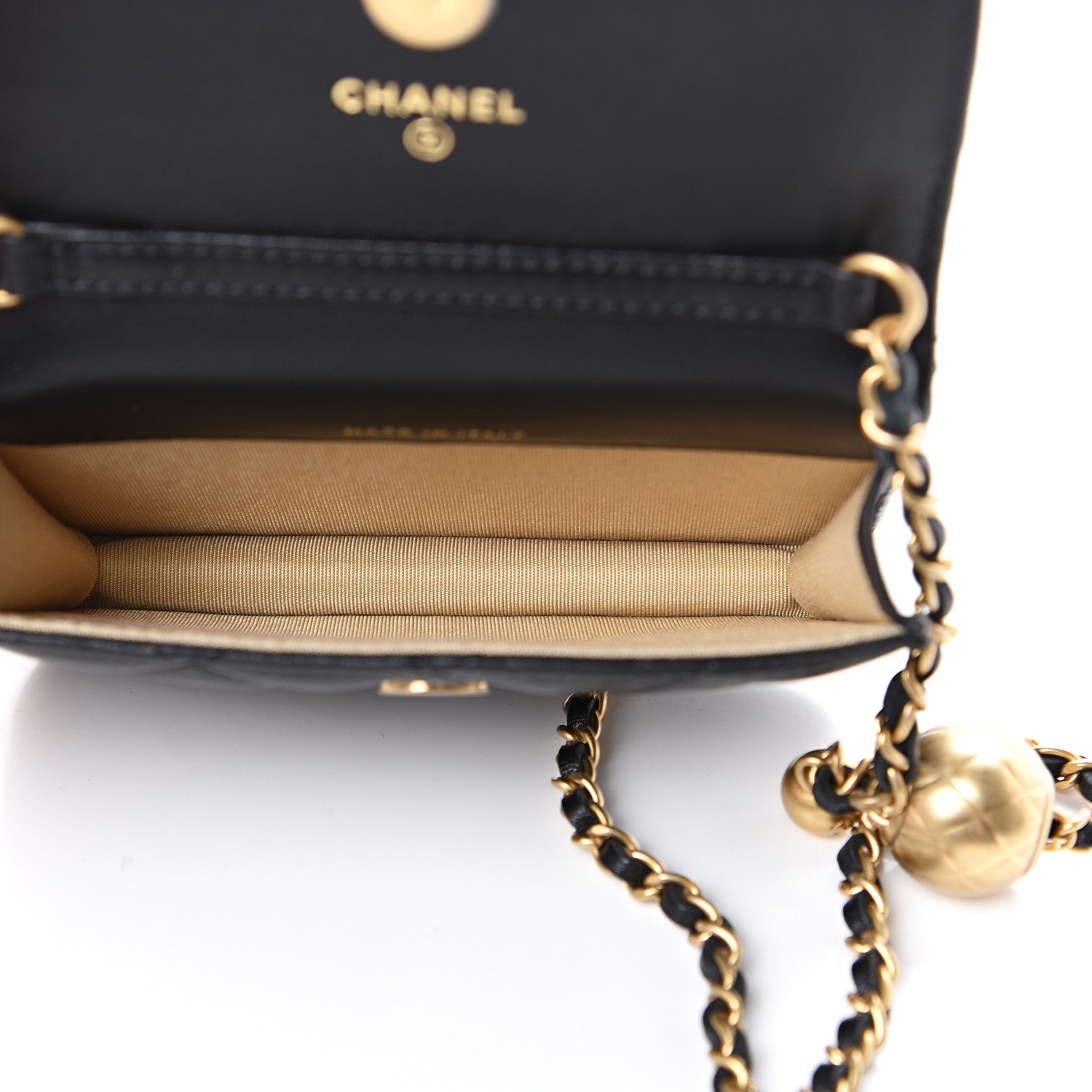 Chanel Lambskin Quilted Pearl Crush Clutch With Chain Black 4 of 10
