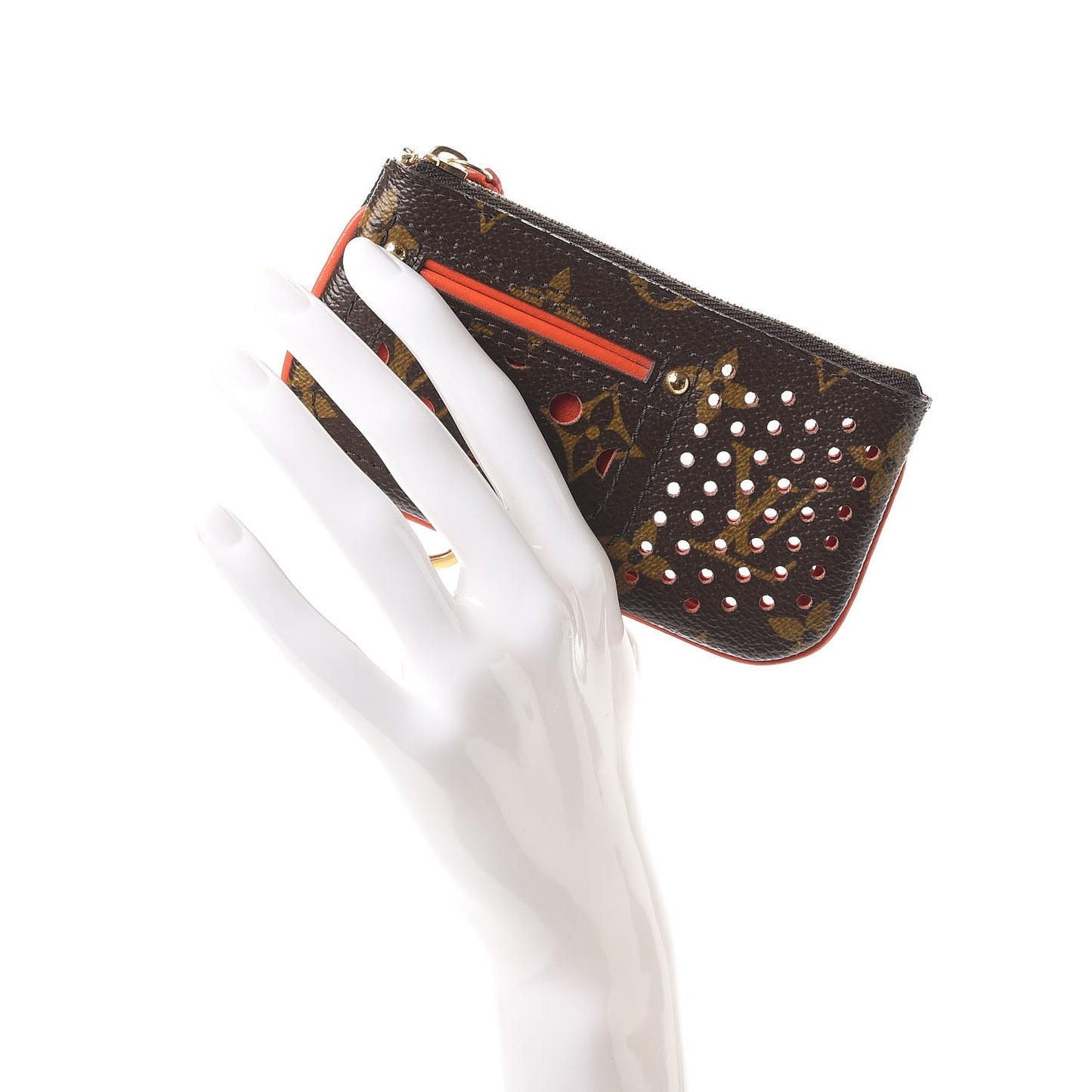 Monogram Perforated Key Pouch Orange