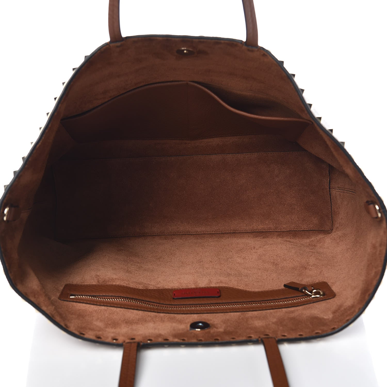 Valentino Garavani Grained Calfskin Rockstud Shoulder Tote Bright Cognac 4 of 8
