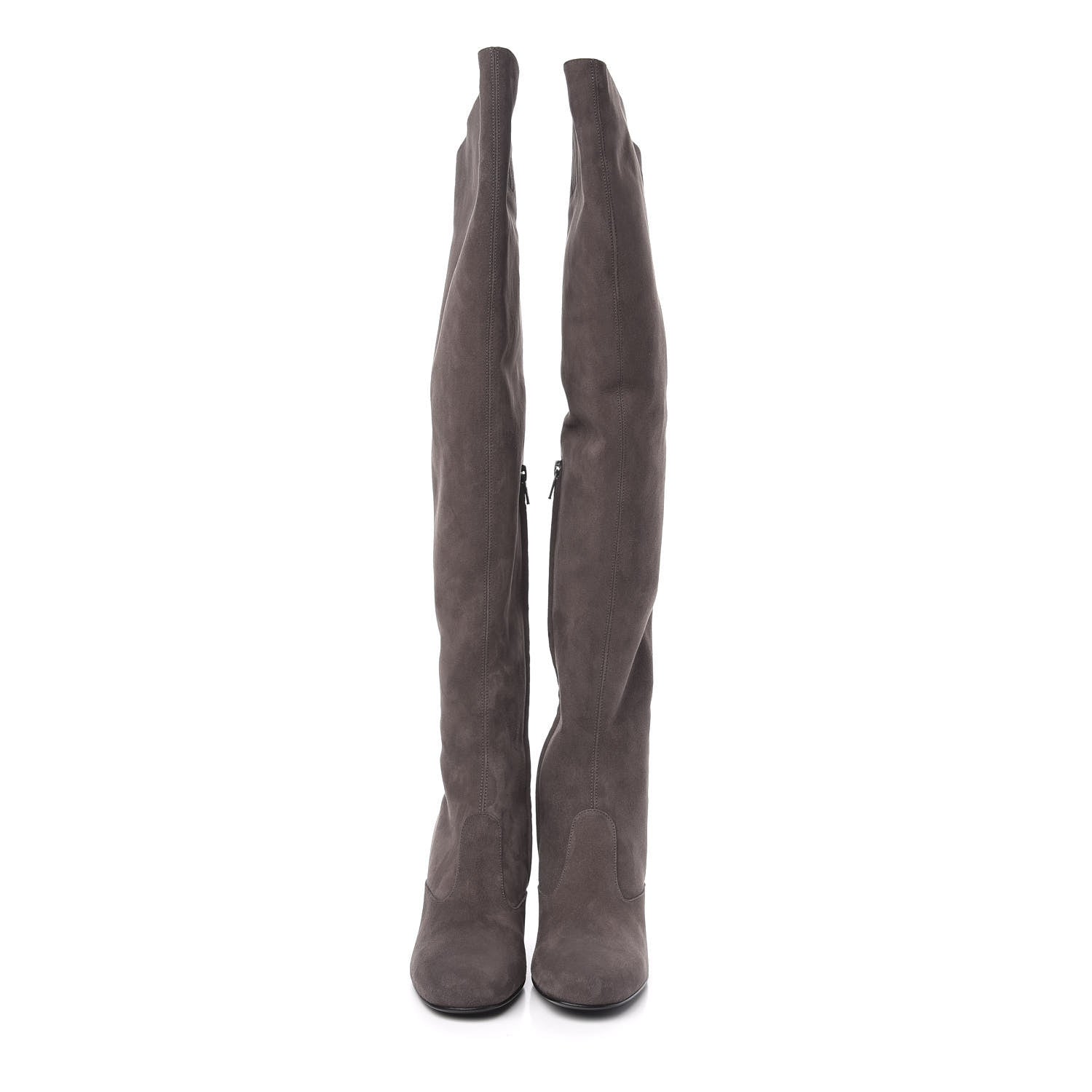 Saint Laurent Suede Babies Over The Knee Boots 36 Road Grey 2 of 9