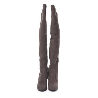 Saint Laurent Suede Babies Over The Knee Boots 36 Road Grey 2 of 9