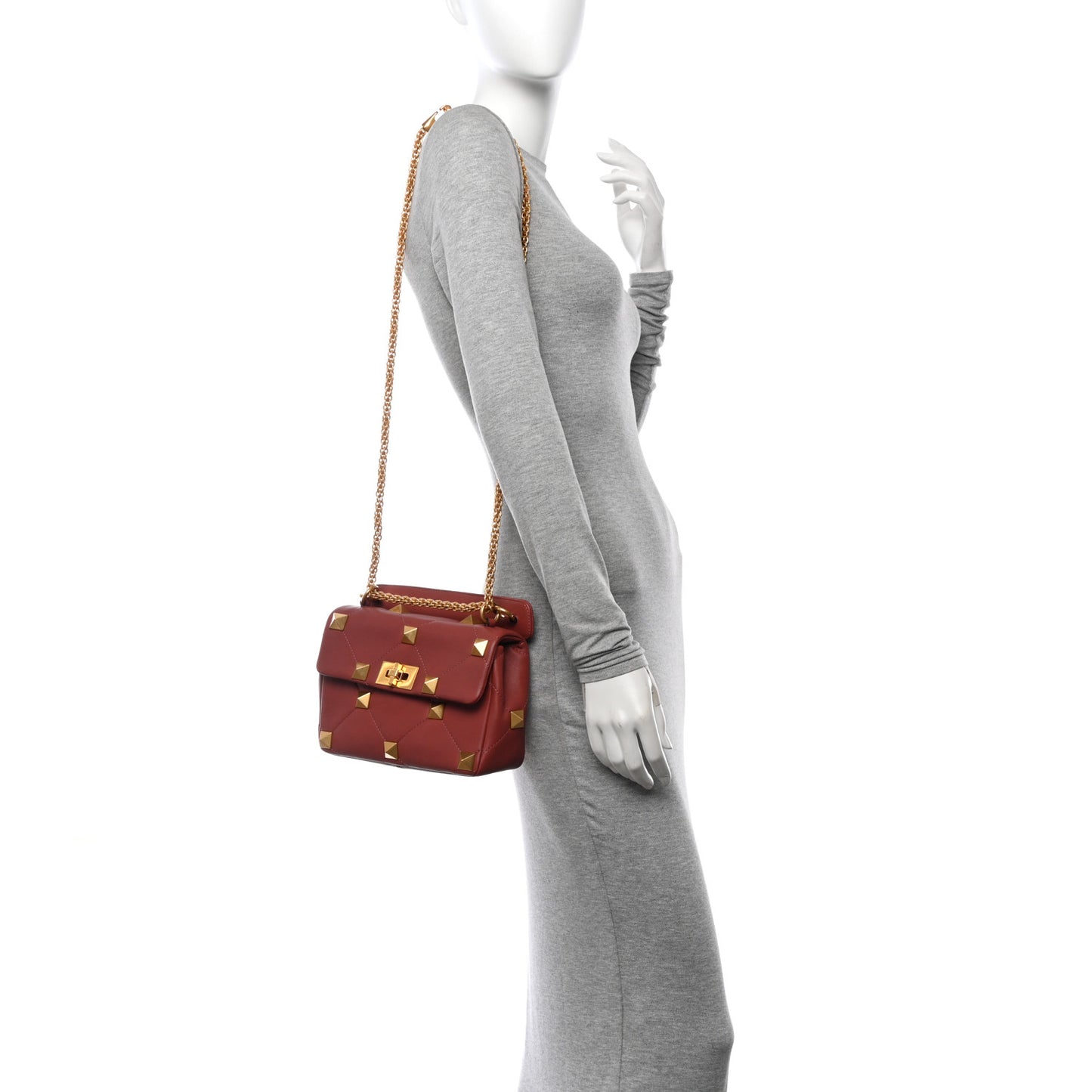 Nappa Medium Roman Stud Shoulder Bag Gingerbread