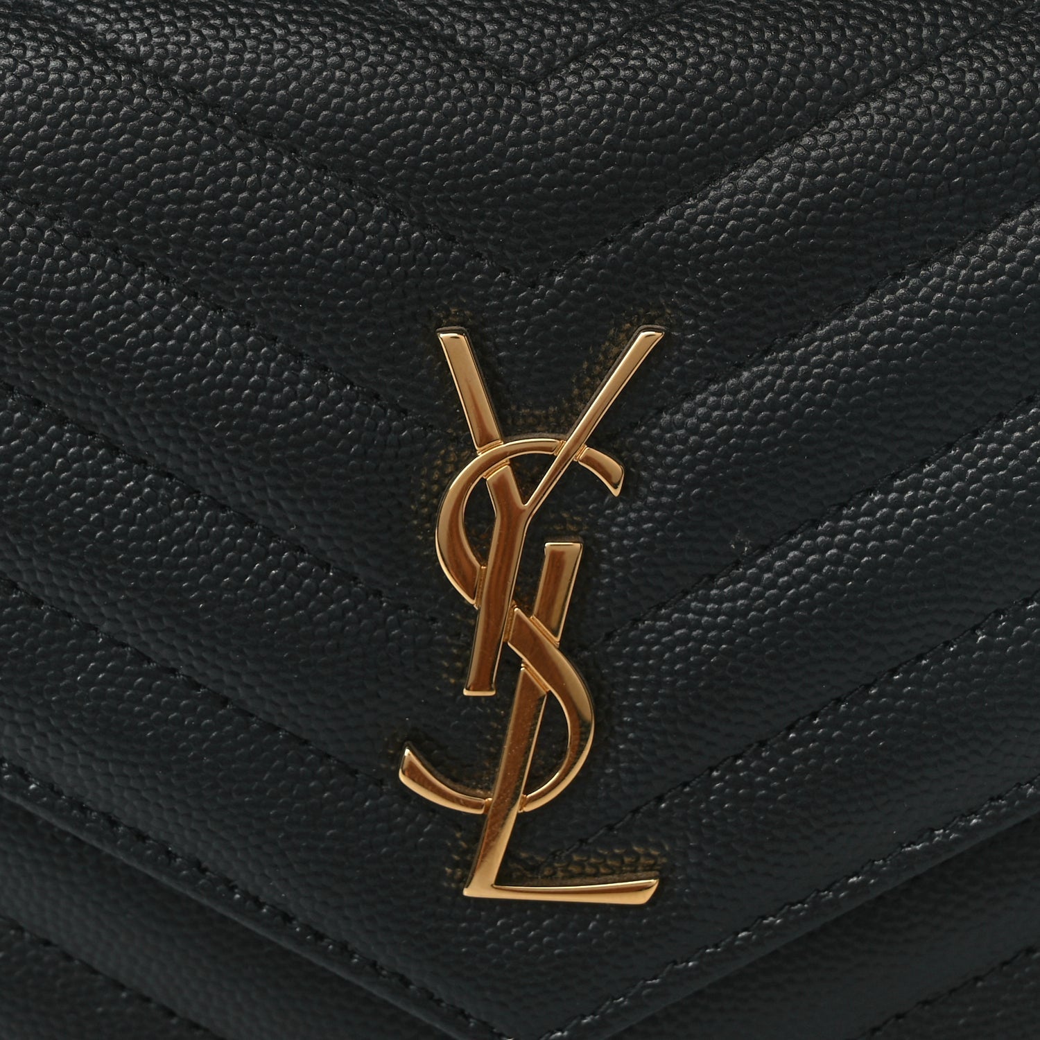 Saint Laurent Grain De Poudre Matelasse Chevron Monogram Envelope Chain Wallet 6 of 8