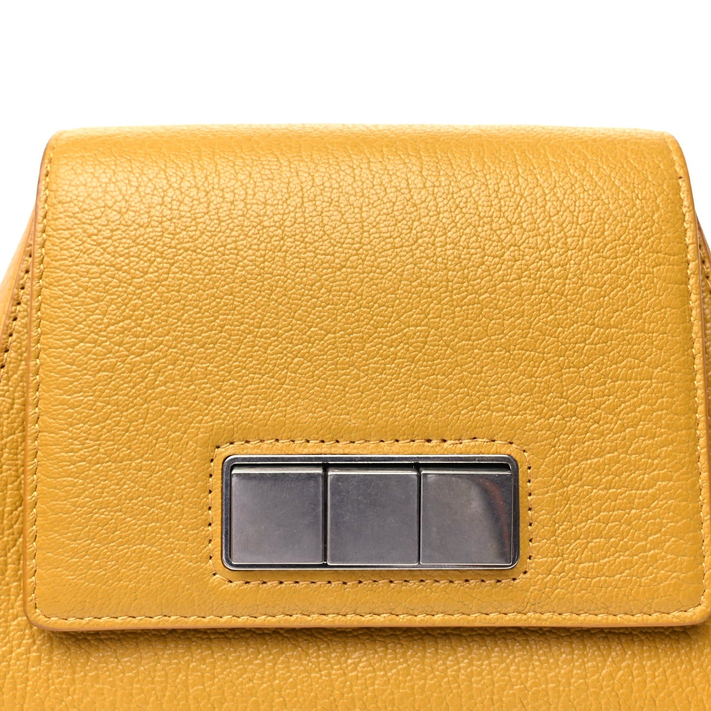 Grained Calfskin Geometric Belt Bag  Mustard Yellow
