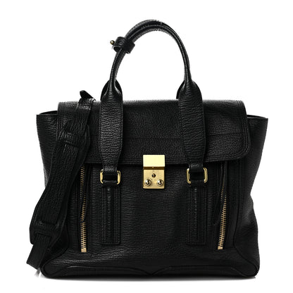 3.1 Phillip Lim Textured Calfskin Medium Pashli Satchel Ink 1 of 13