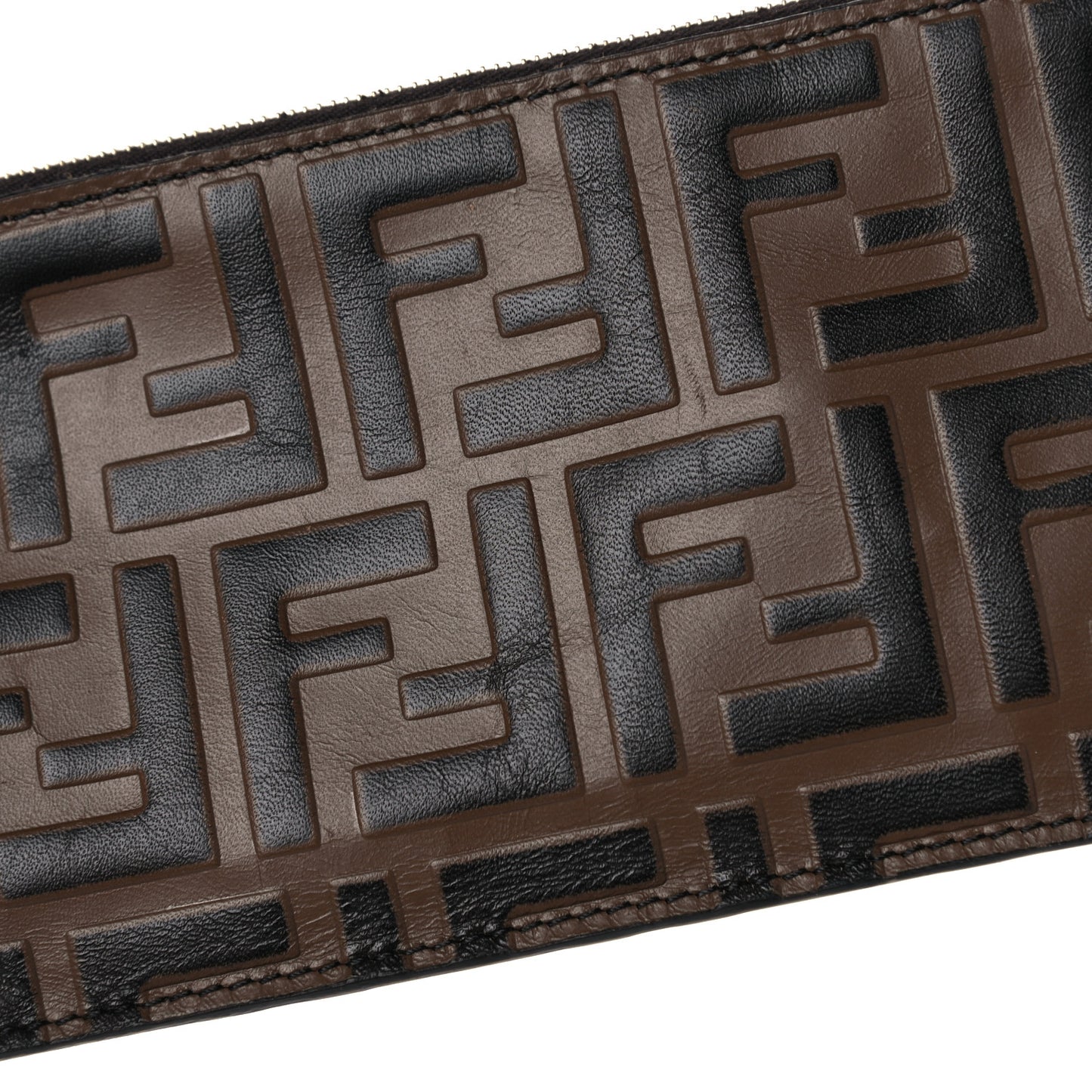 Calfskin FF 1974 Embossed Zip Pouch Maya Black