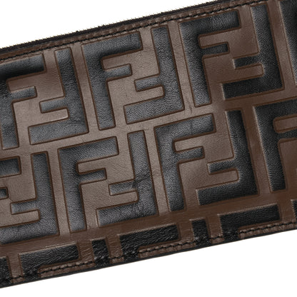 Fendi Calfskin FF 1974 Embossed Zip Pouch Maya Black 6 of 8
