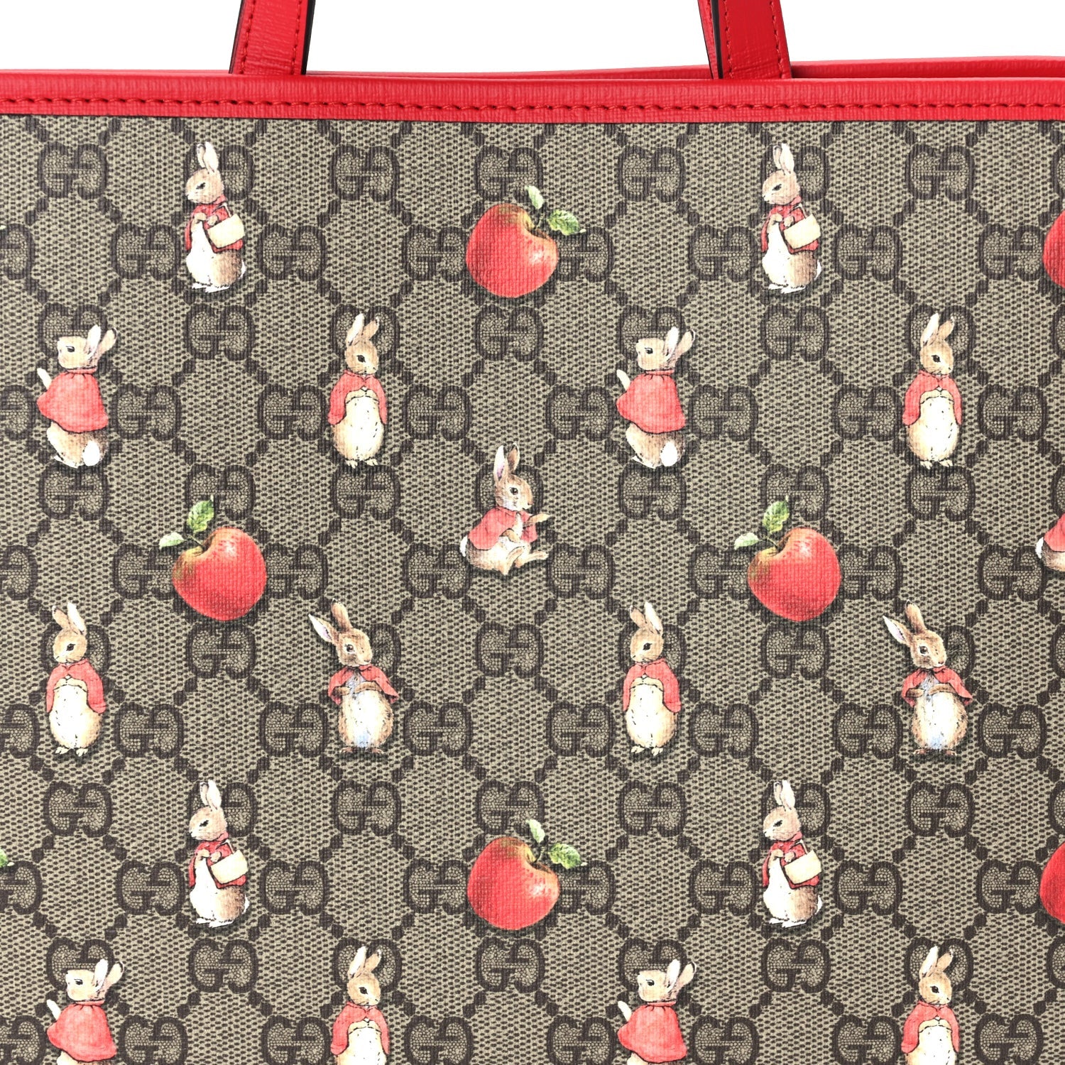 Gucci X Peter Rabbit GG Supreme Monogram Rabbit Apple Childrens Tote Beige Ebony Multicolor Bright Hibiscus 7 of 9