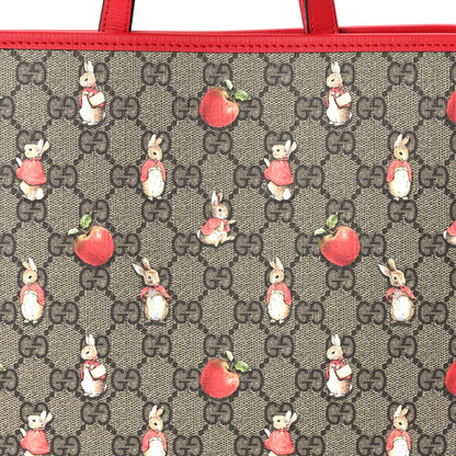 Gucci X Peter Rabbit GG Supreme Monogram Rabbit Apple Childrens Tote Beige Ebony Multicolor Bright Hibiscus 7 of 9