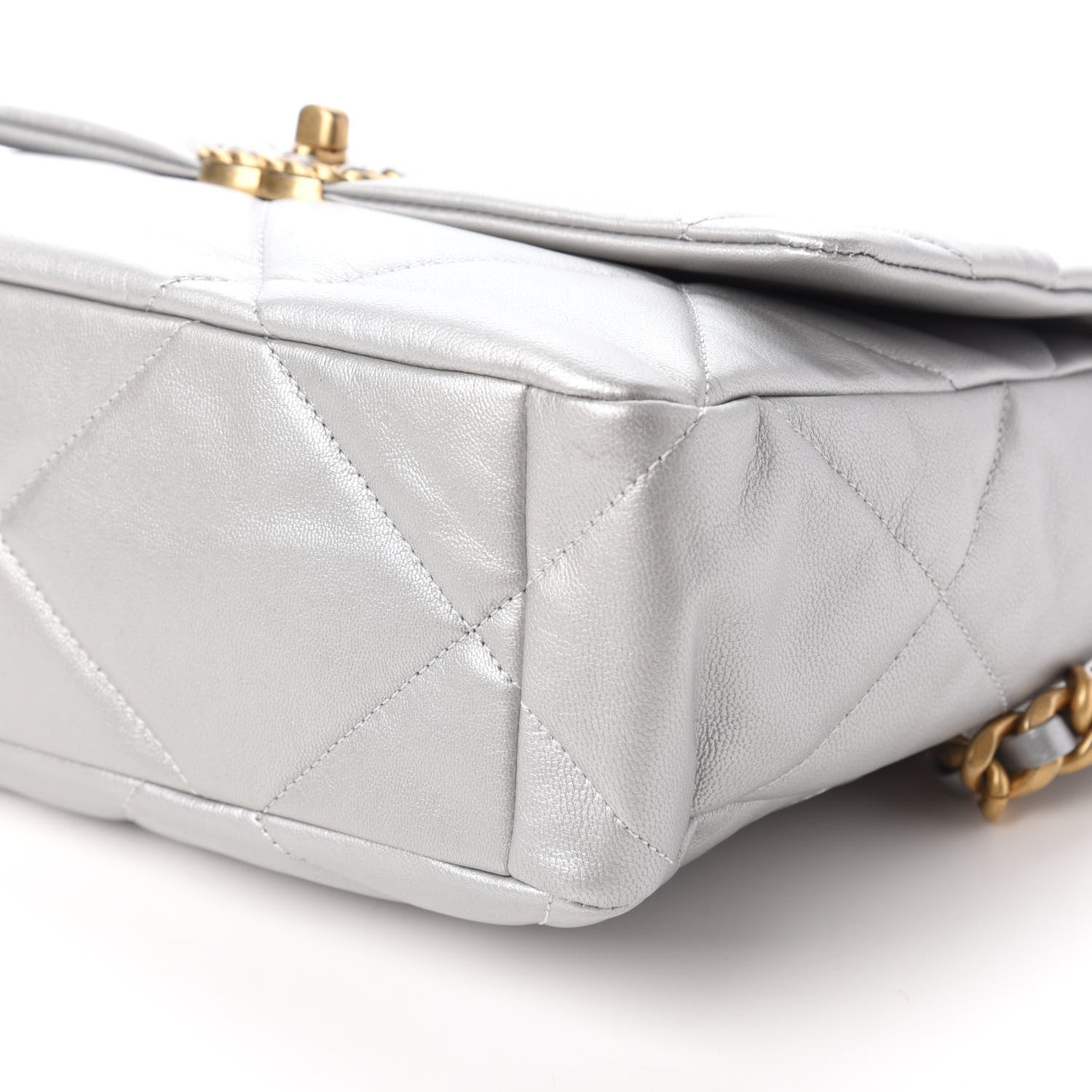Chanel Metallic Goatskin Quilted Large Chanel 19 Flap Silver 7 of 10