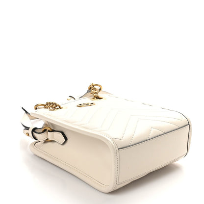 Gucci Calfskin Matelasse Chevron Mini GG Marmont Tote Mystic White 4 of 7