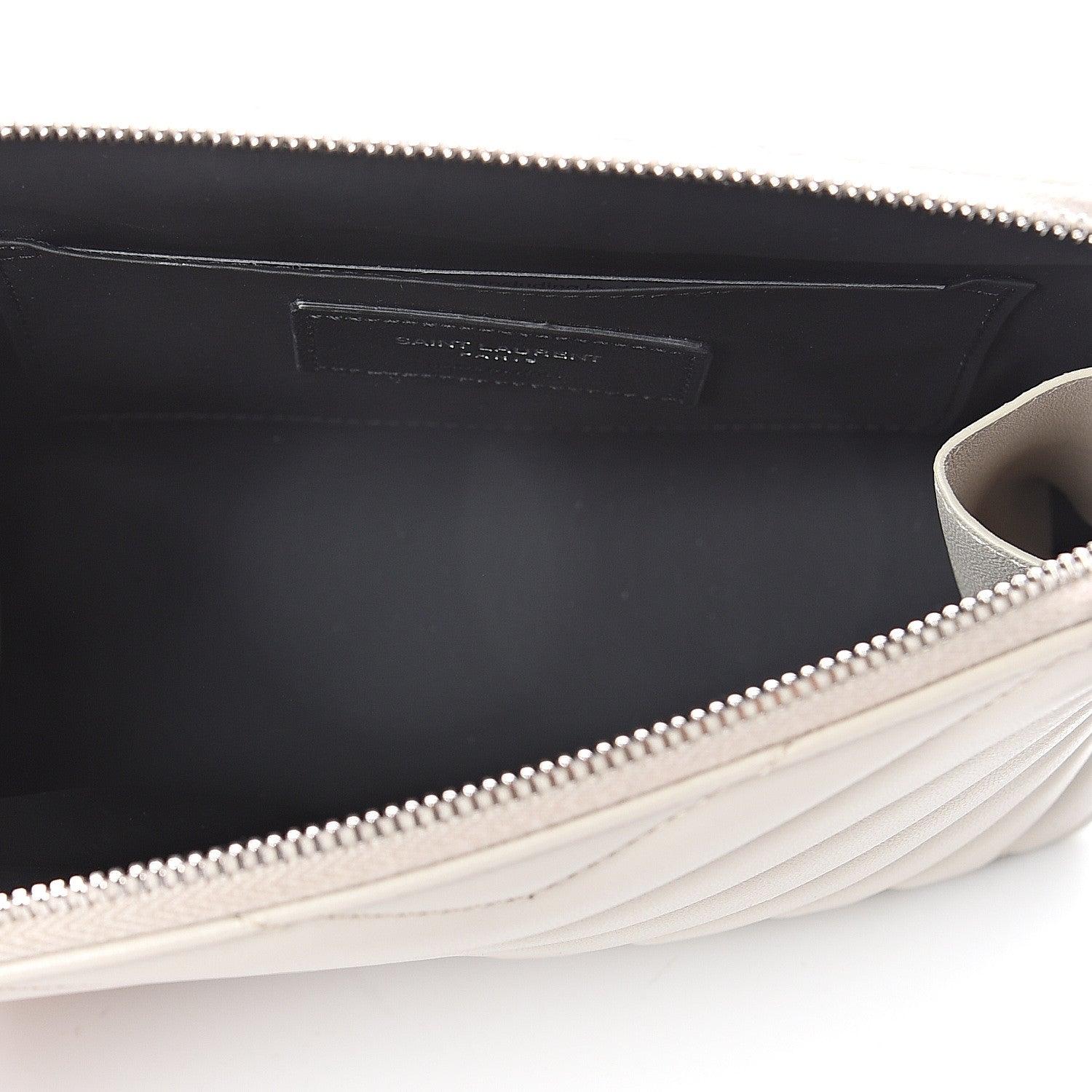 Saint Laurent Lambskin Y Quilted Monogram Loulou Cosmetic Case Ivory 4 of 7