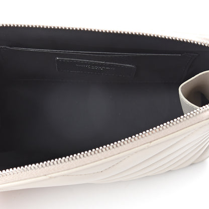 Saint Laurent Lambskin Y Quilted Monogram Loulou Cosmetic Case Ivory 4 of 7