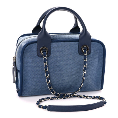 Chanel Canvas Deauville Small Bowling Bag Blue 2 of 10
