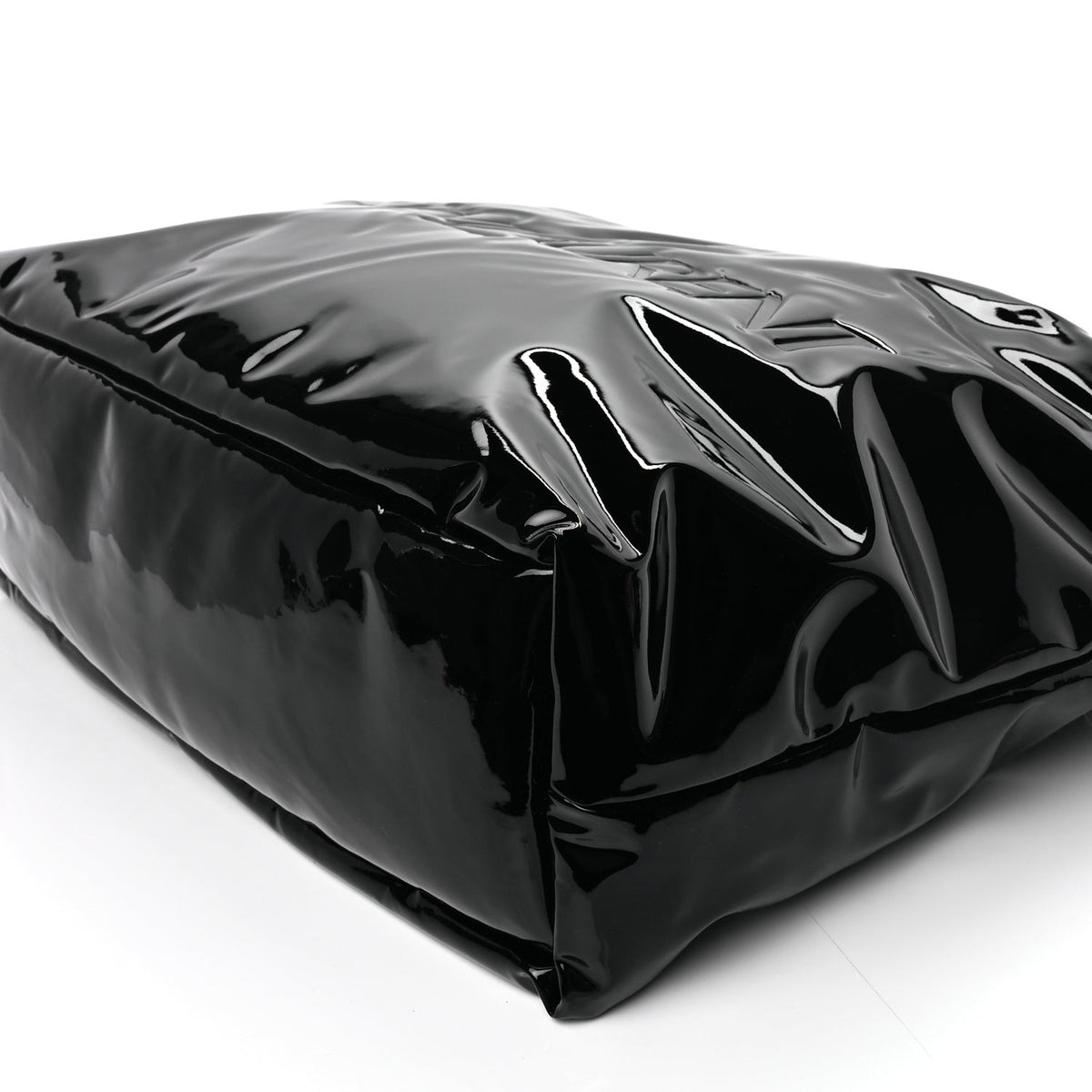 Patent Wide Puffer Maxi Tote Black
