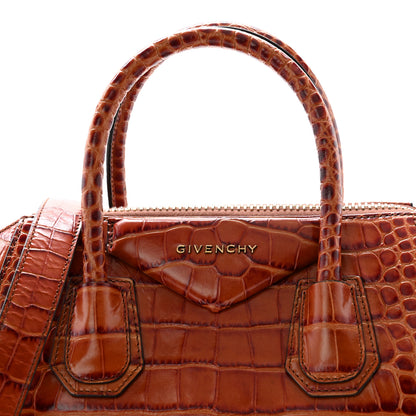 Givenchy Calfskin Crocodile Embossed Small Antigona Cognac 8 of 13