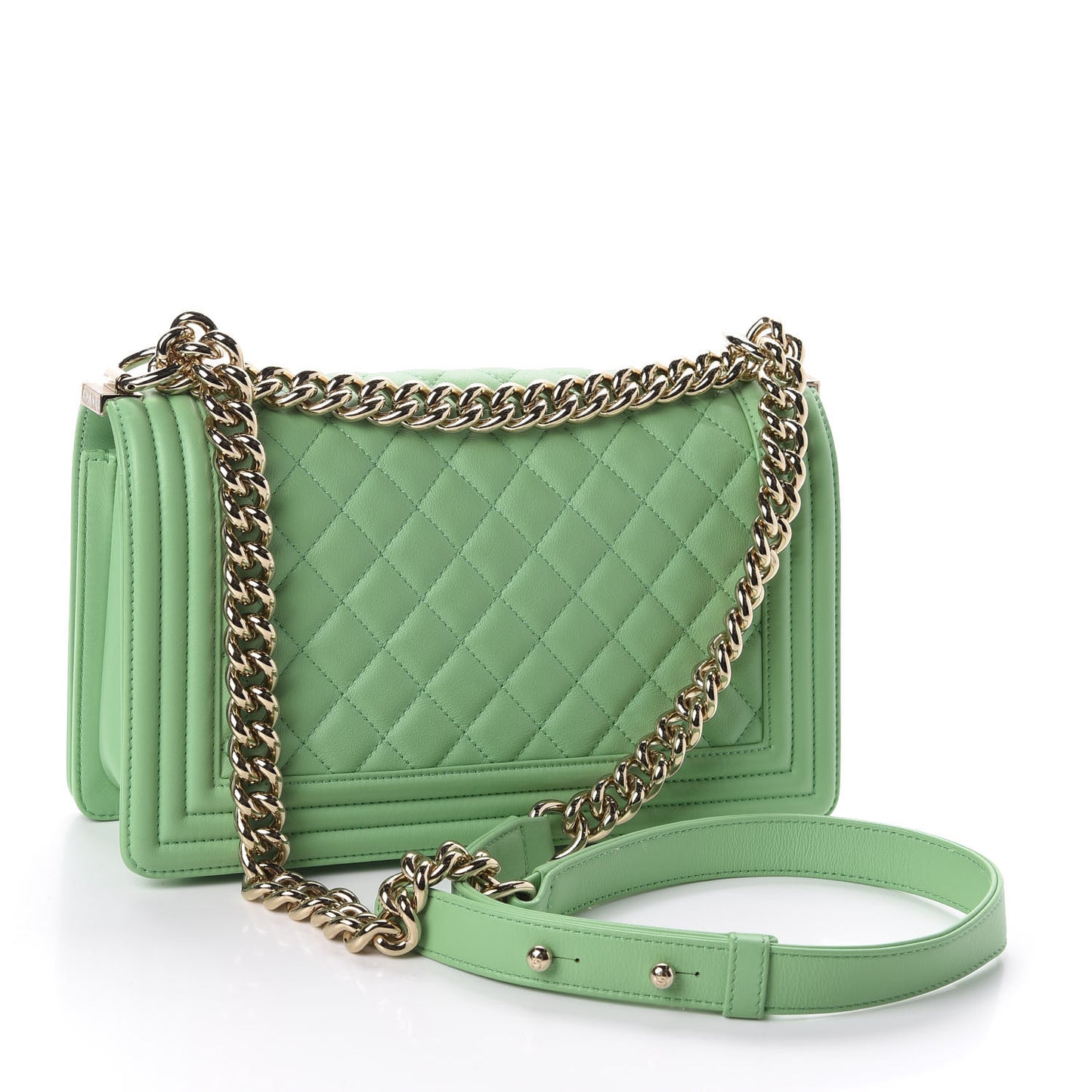 Calfskin Quilted Medium Boy Flap Green