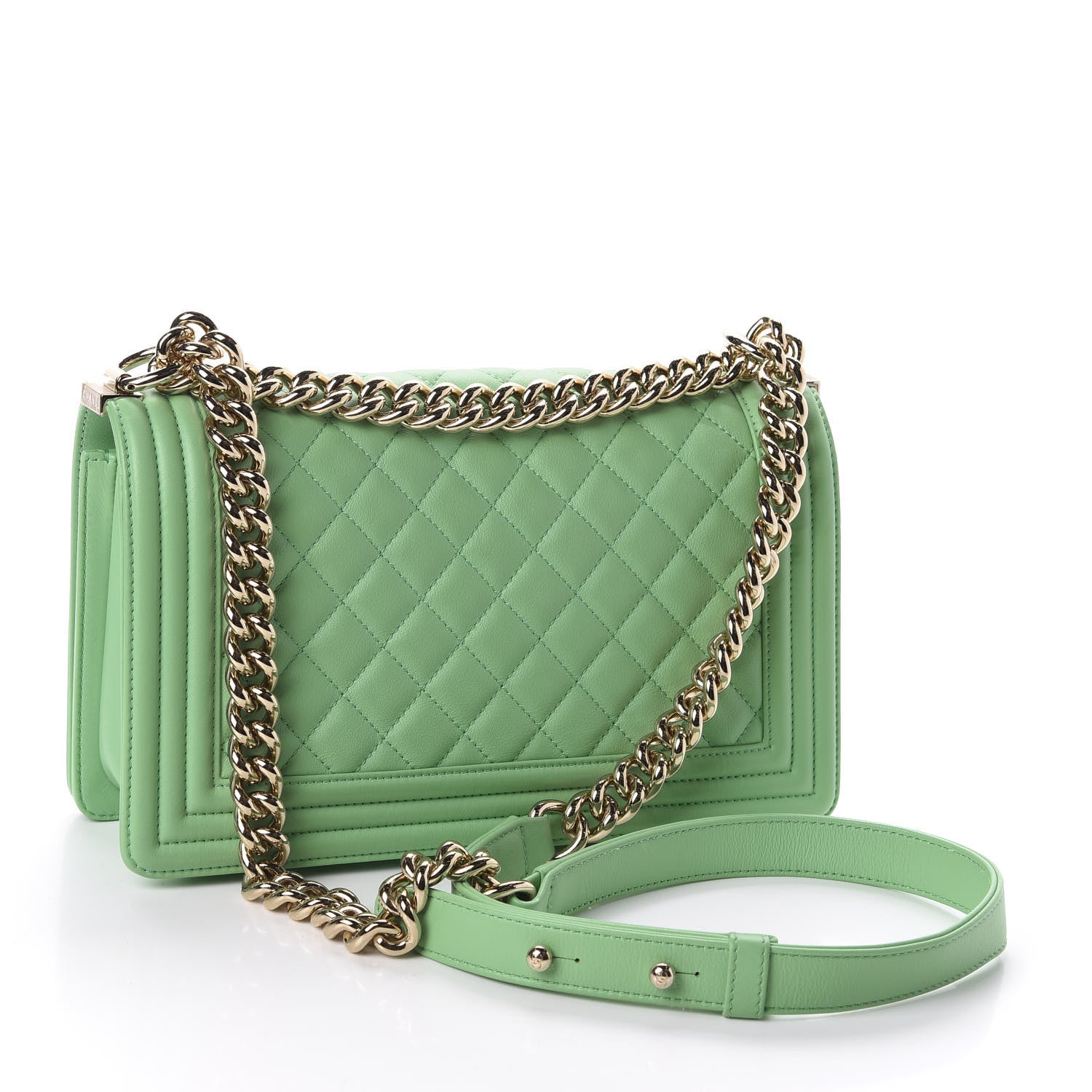 Chanel Calfskin Quilted Medium Boy Flap Green 3 of 11