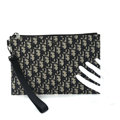 Christian Dior Oblique Pouch Wristlet Blue Blue 2 of 7