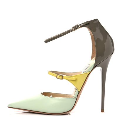 Jimmy Choo Kid Patent Typhoon Ankle Strap Pumps 38 Lime 1 of 13