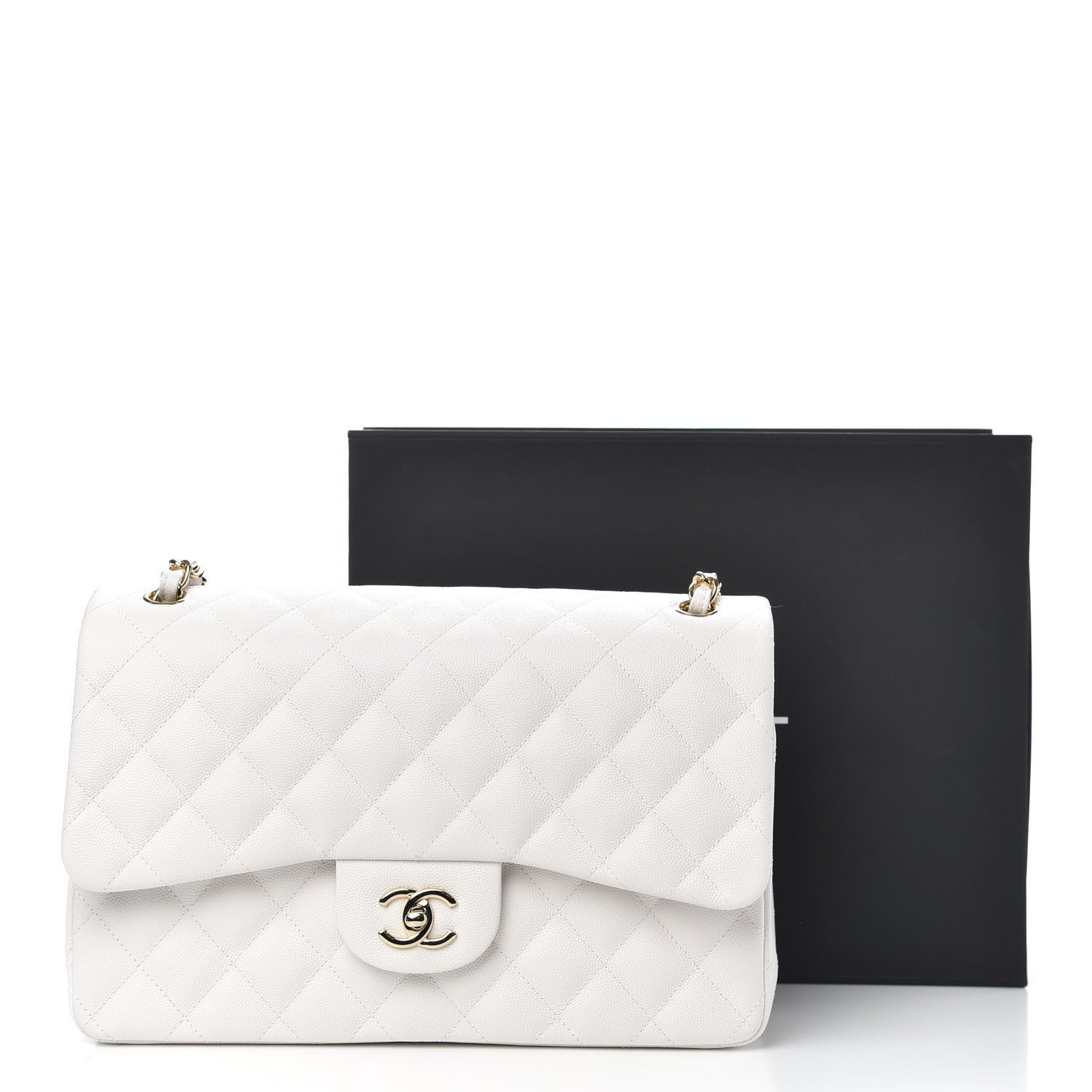 Chanel Caviar Quilted Jumbo Double Flap White 11 of 11