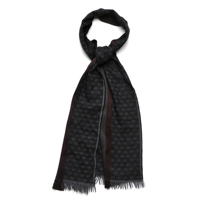 Gucci Wool Silk GG Monogram Web Verbier Fringe Scarf Charcoal 1 of 9