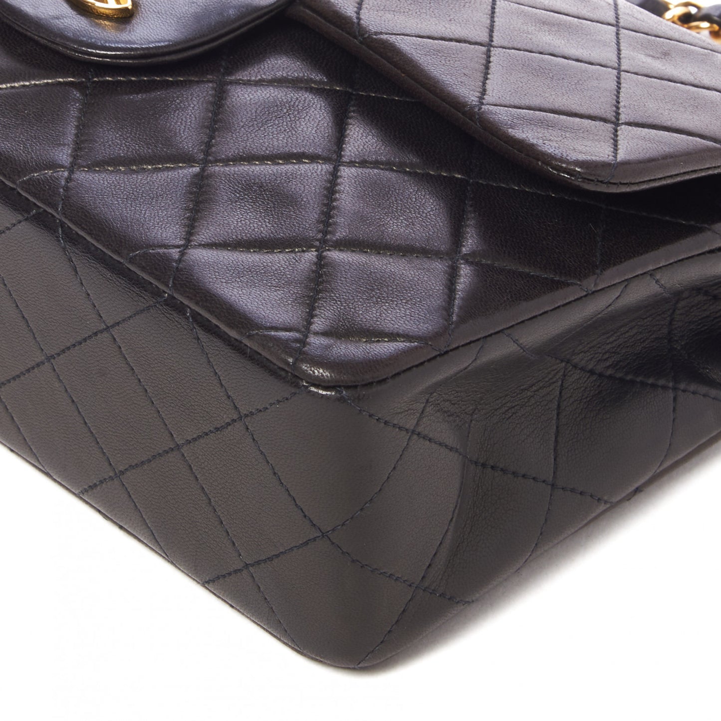 Lambskin Quilted Small Double Flap Black