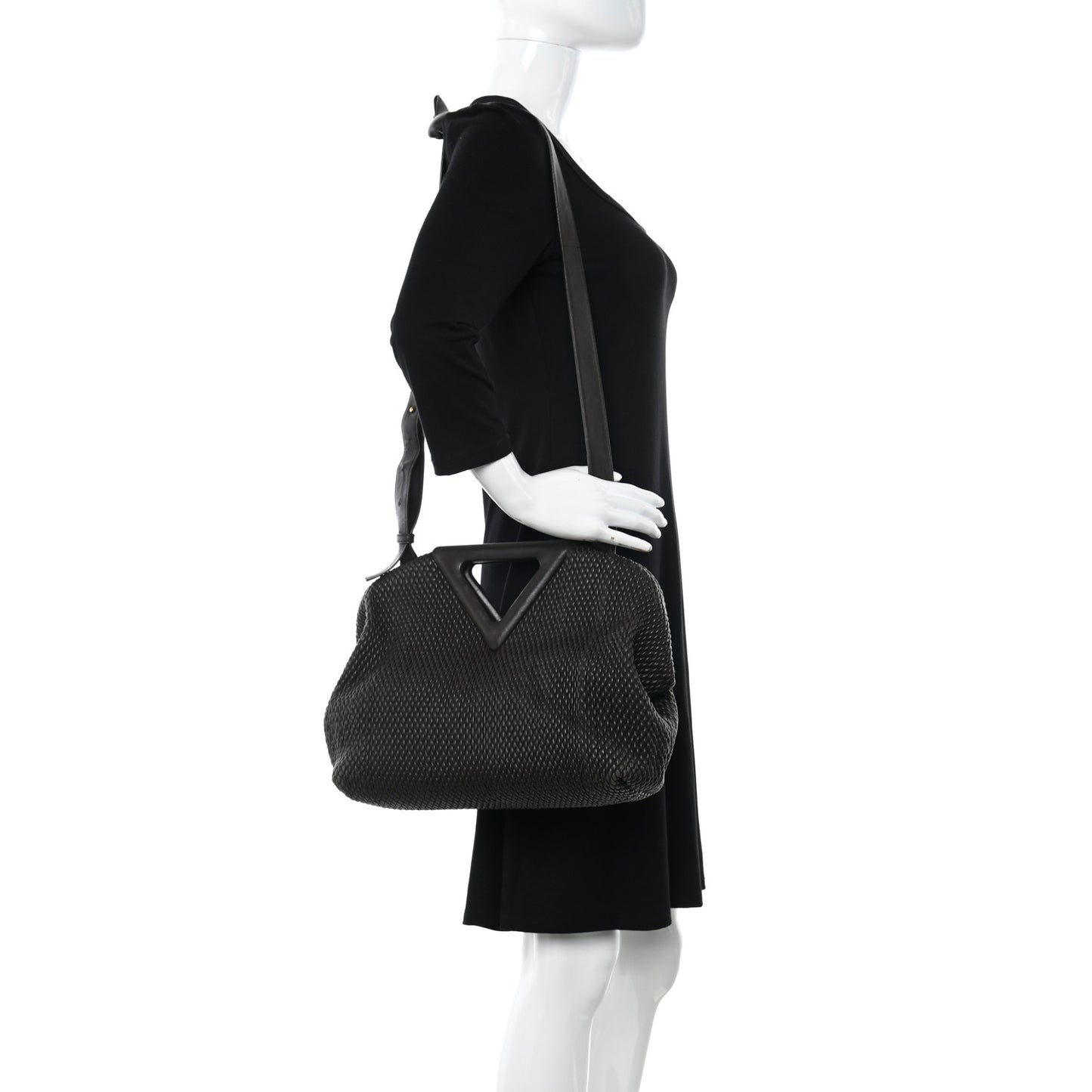 Lambskin Knit Medium The Point Triangle Bag Fondant