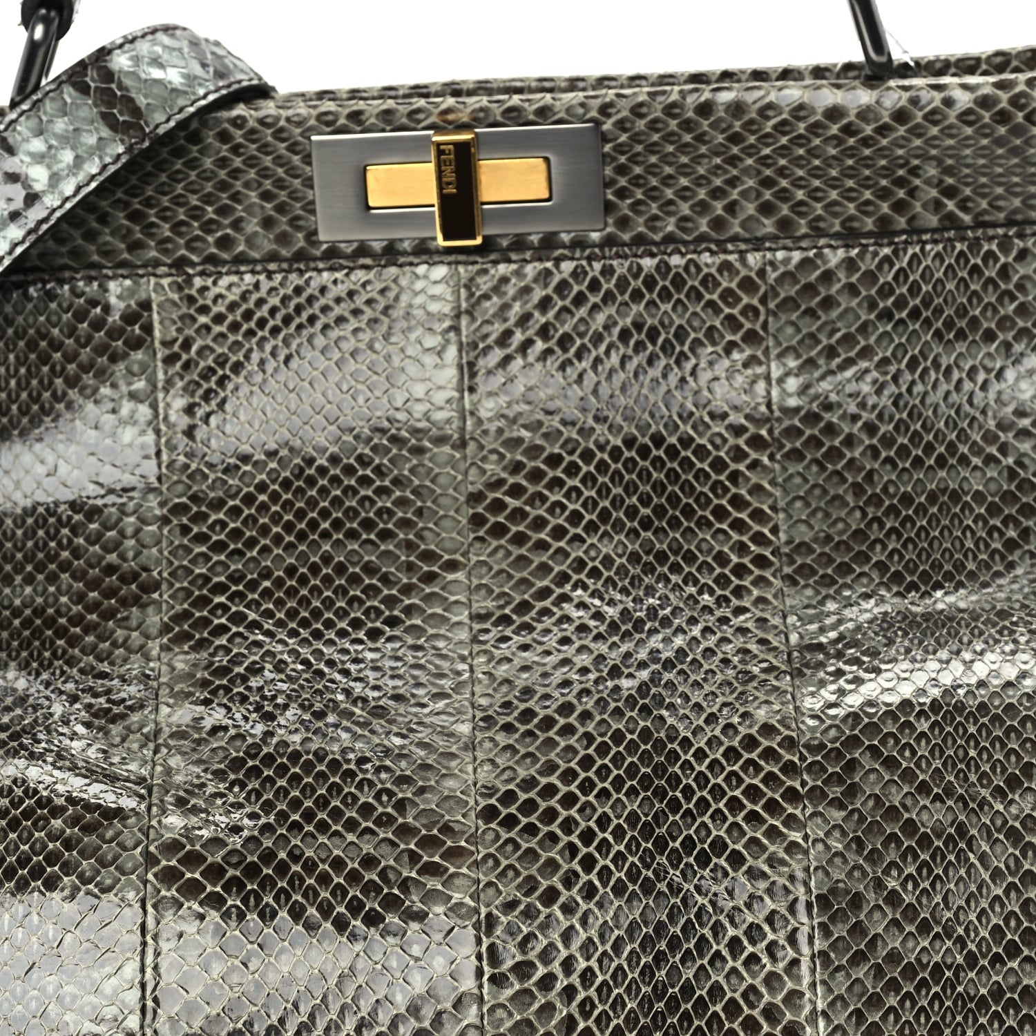 Fendi Snakeskin Large Peekaboo Iconic Satchel Green 6 of 8