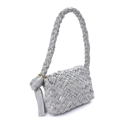 Bottega Veneta Calfskin Foulard Intreccio Kalimero Città Shoulder Bag Grey 2 of 7