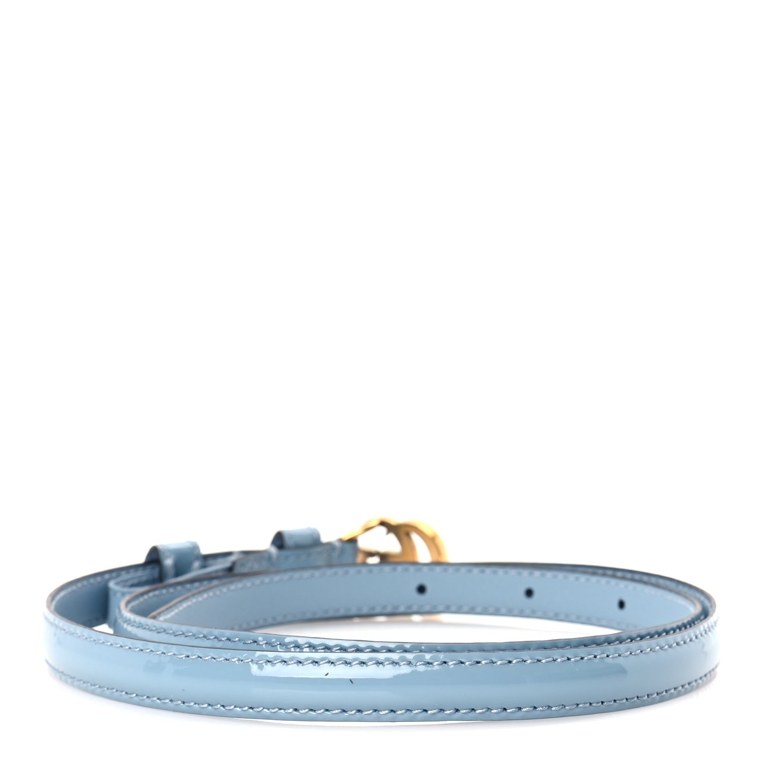 Gucci Patent Double G Thin Belt  85 34  Blue 2 of 5