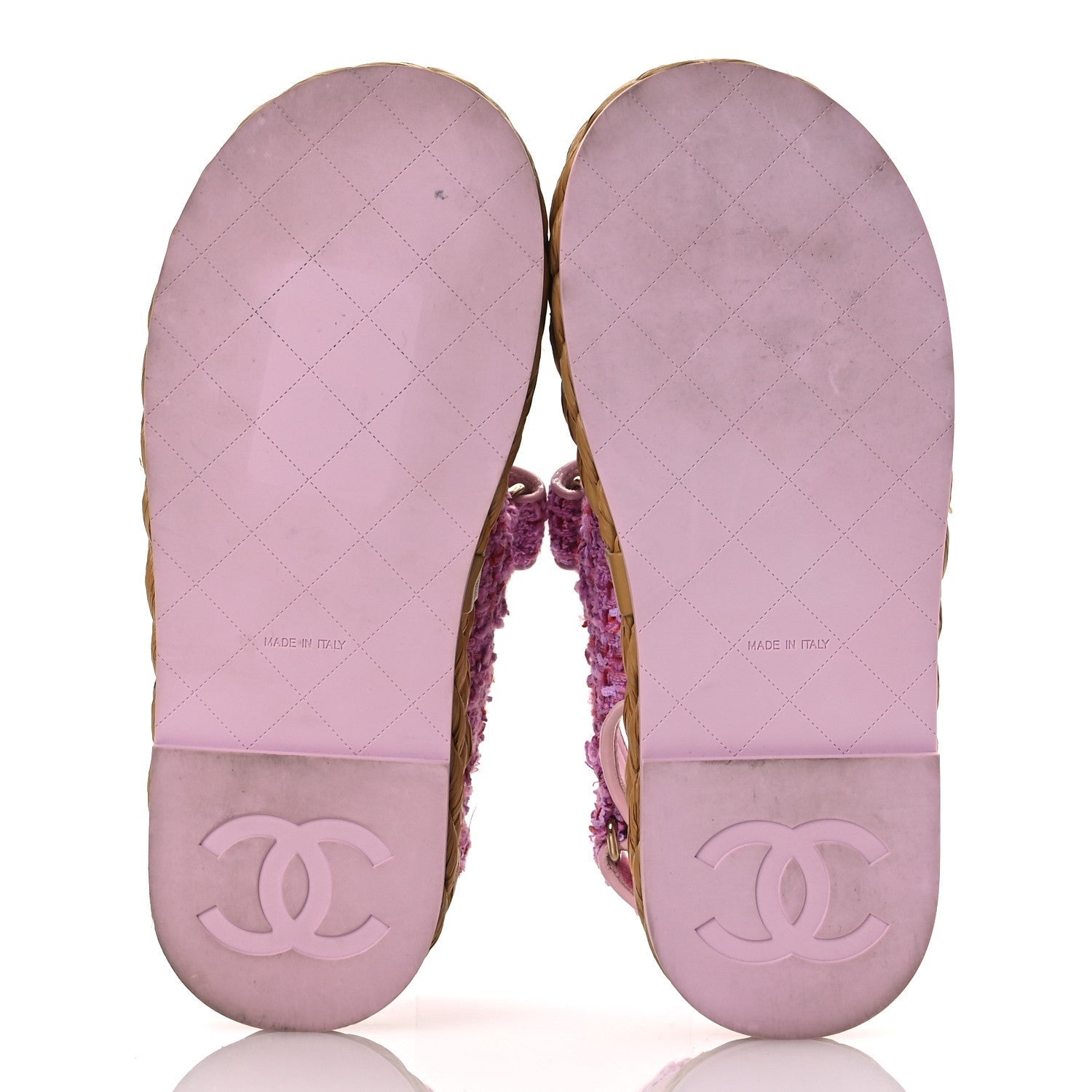 Chanel Tweed Patent Calfskin Velcro Dad Sandals 36 Light Purple Pink Red 7 of 7