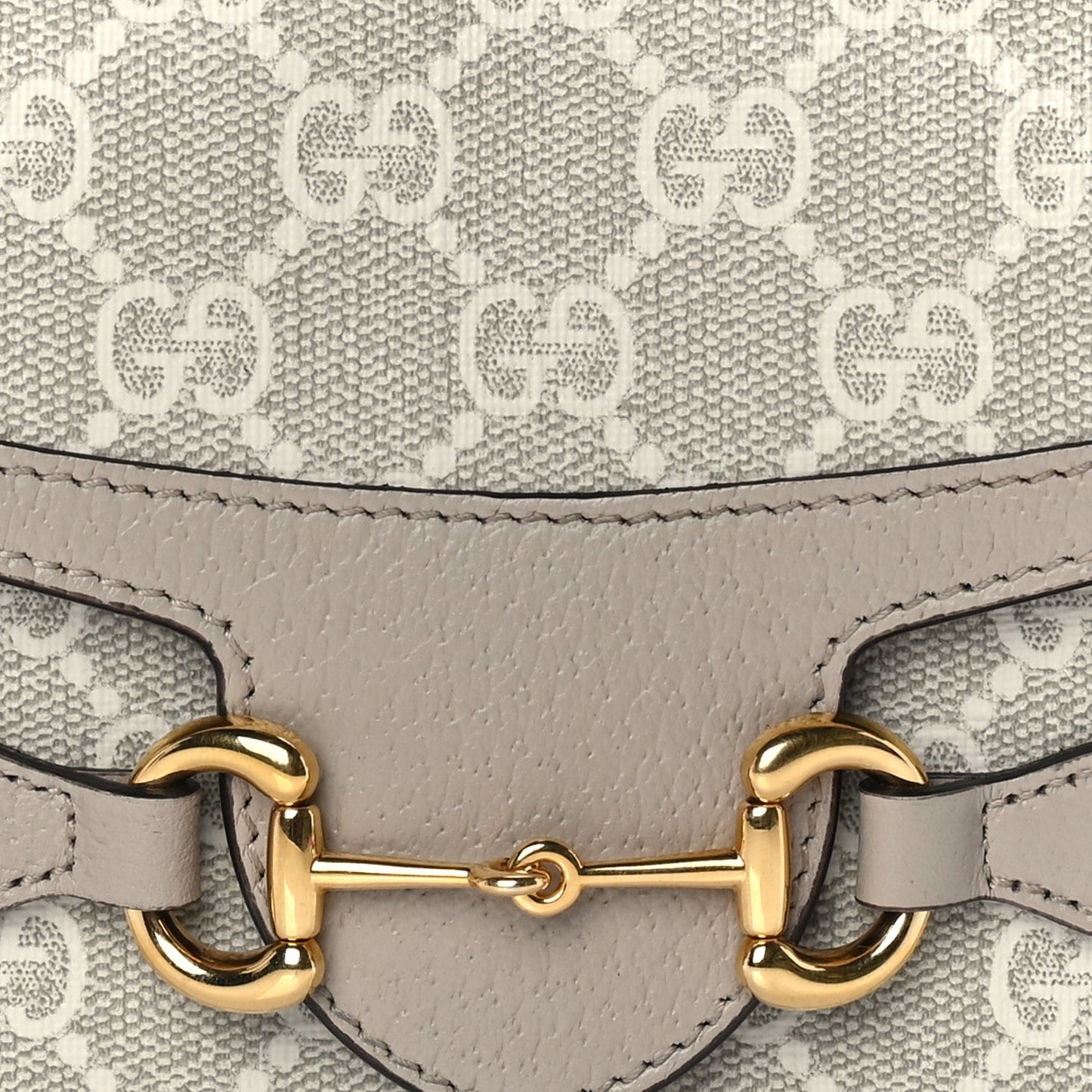 GG Supreme Monogram Textured Dollar Calfskin Mini Horsebit 1955 Shoulder Bag Beige Mystic White Oatmeal