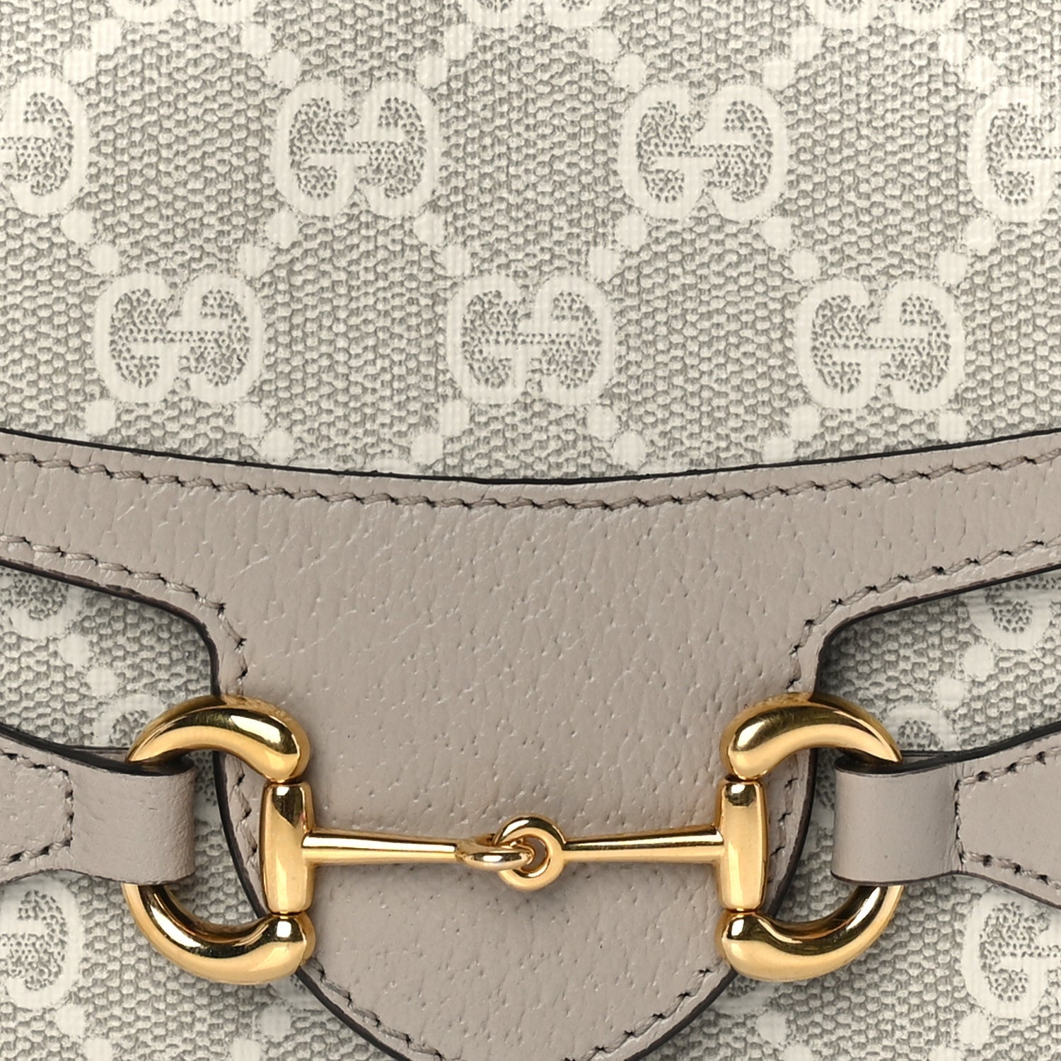 Gucci GG Supreme Monogram Textured Dollar Calfskin Mini Horsebit 1955 Shoulder Bag Beige Mystic White Oatmeal 6 of 8