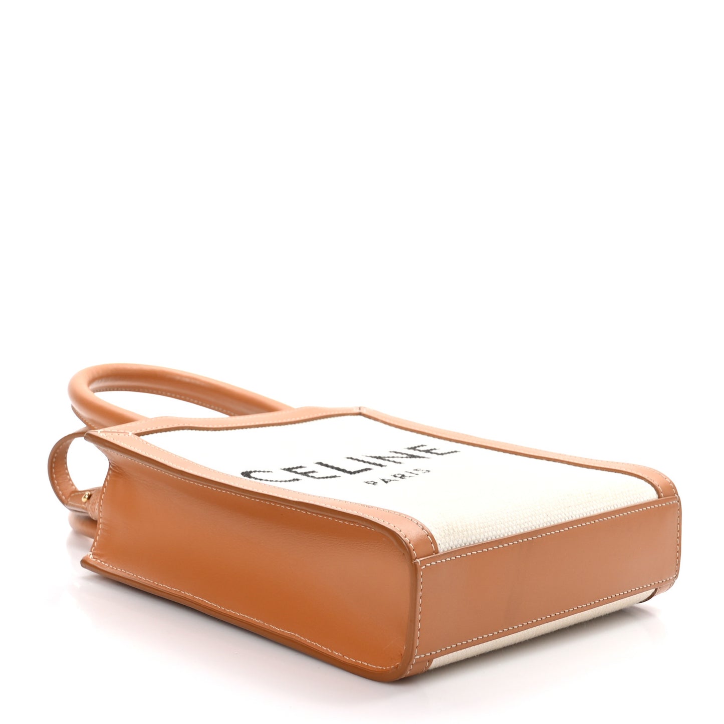 Canvas Calfskin Mini Vertical Cabas Natural Tan