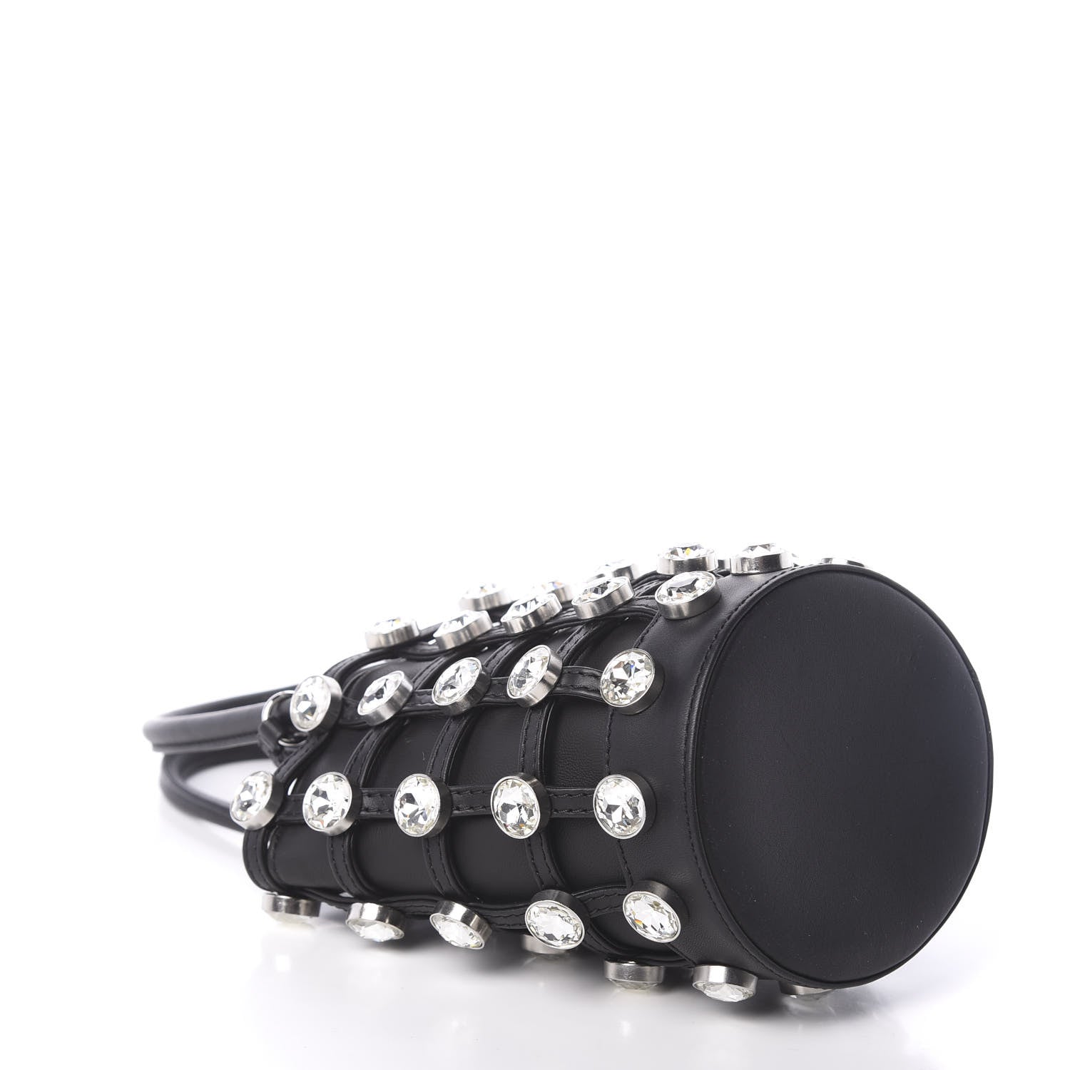 Alexander Wang Calfskin Crystal Embellished Roxy Mini Bucket Bag Black 4 of 10