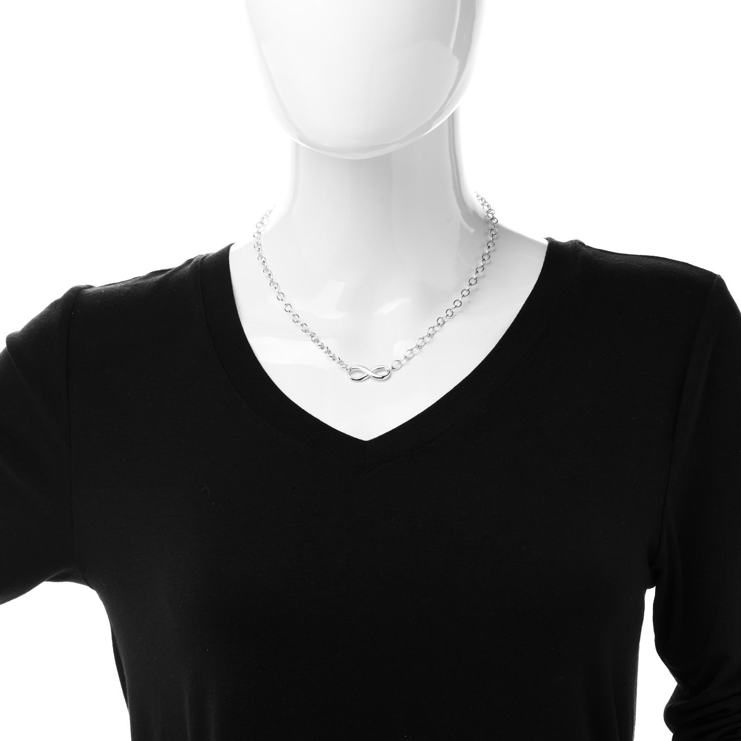 Tiffany Sterling Silver Narrow Infinity Link Necklace 2 of 5