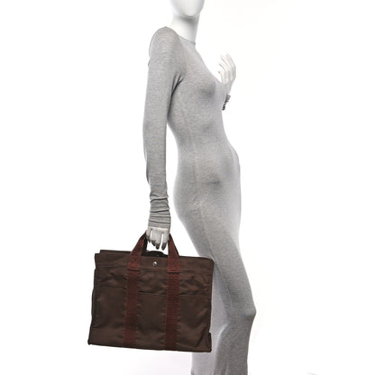 Hermes Canvas Herline MM Tote Brown 3 of 11