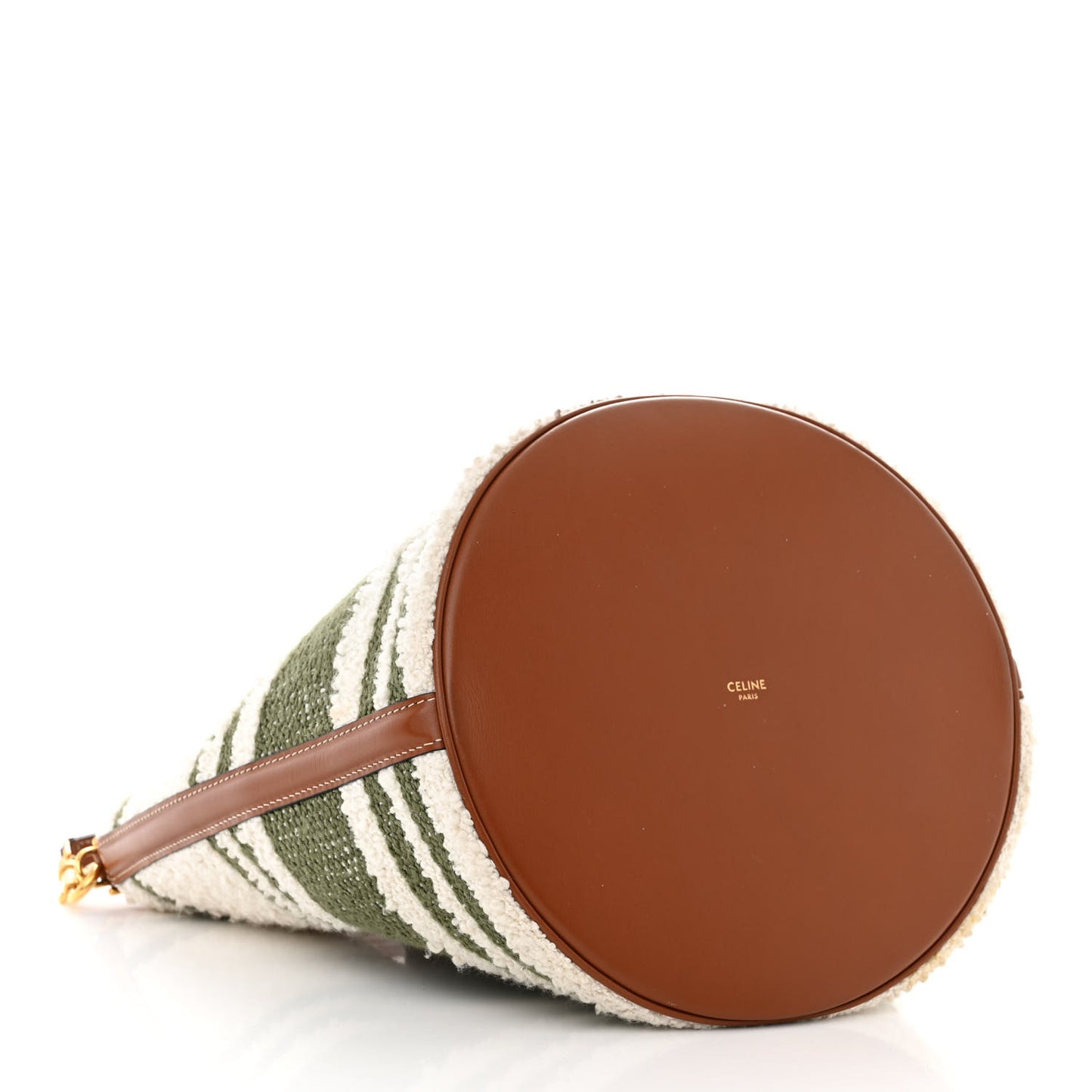 Canvas Smooth Calfskin Logo Bucket 16 Bag Khaki Beige Tan