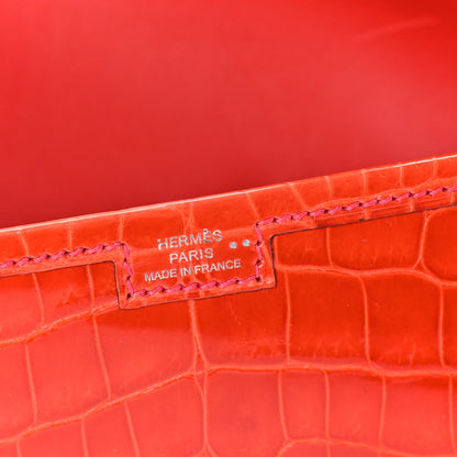 Hermes Shiny Niloticus Crocodile Jige Elan 29 Bougainvillea 6 of 7