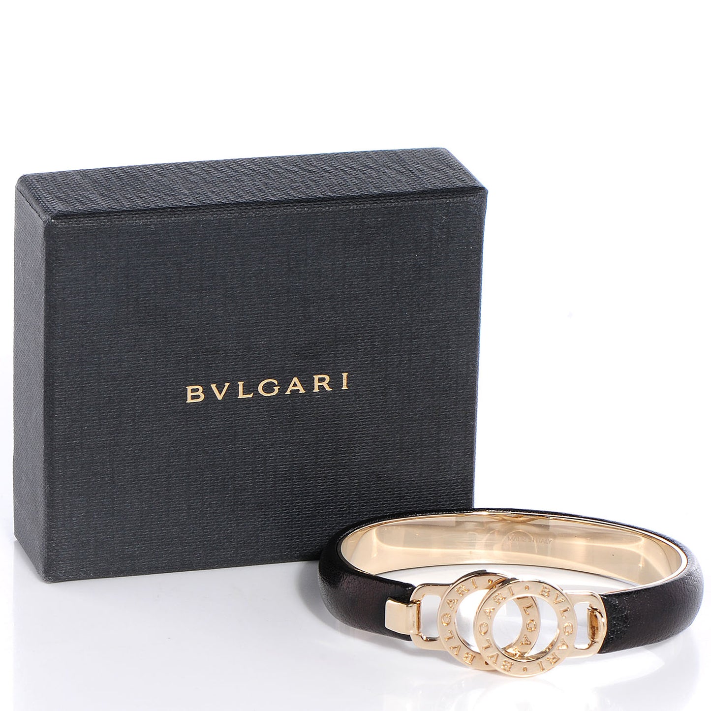 BVLGARI Leather Bracelet Black Gold