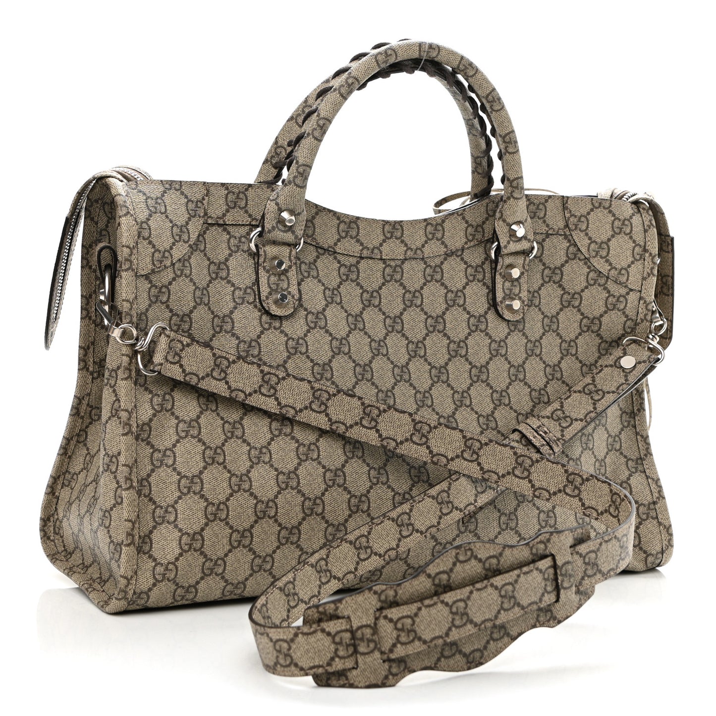 X GUCCI GG Supreme Monogram Neo Classic Silver Hardware City Beige Ebony