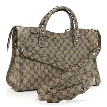 Balenciaga X GUCCI GG Supreme Monogram Neo Classic Silver Hardware City Beige Ebony 3 of 10