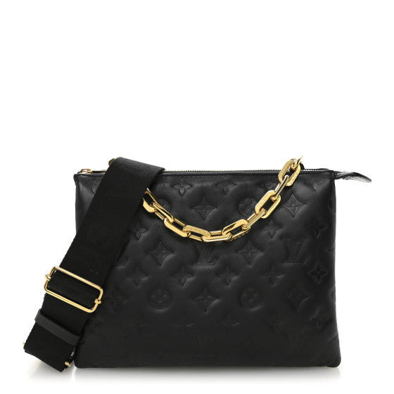 Lambskin Embossed Monogram Coussin PM Black