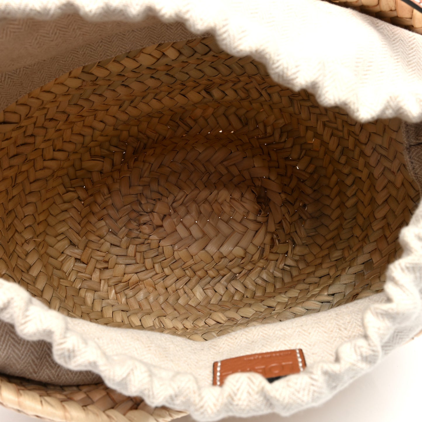 Raffia Drawstring Basket Tote Bag Natural Tan