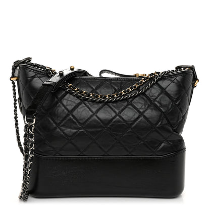 Chanel Aged Calfskin Quilted Medium Gabrielle Hobo Black 1 of 10