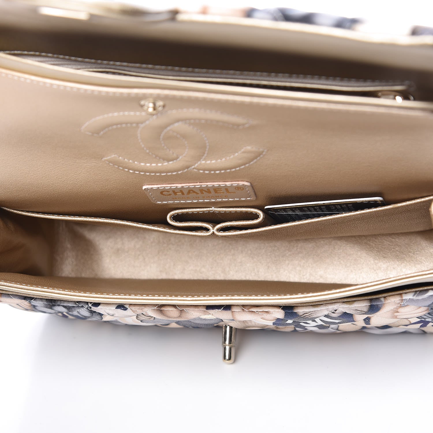 Chanel Nylon Quilted Medium Cat Emoticon Double Flap Navy Gold 8 of 14